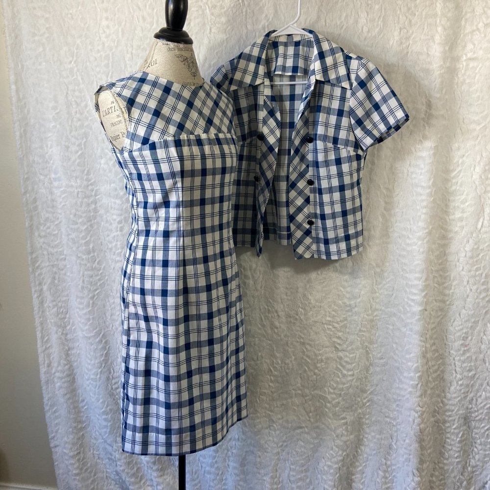 Vintage 2 piece sleeveless dress Jacket business Church to Casual